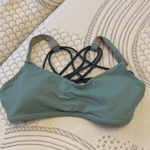 Lululemon Women's Strappy sports bra light teal with dark teal straps